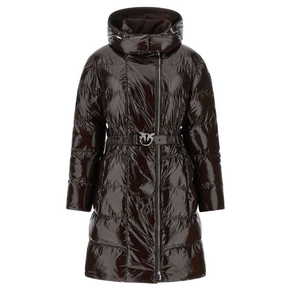PINKO Brown Polyamide Full-Length Women's Jacket